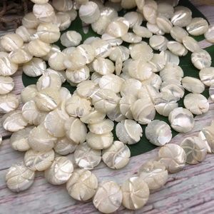 Vintage Hand Carved Mother of Pearl Shell Beads Jewelry Making Lot